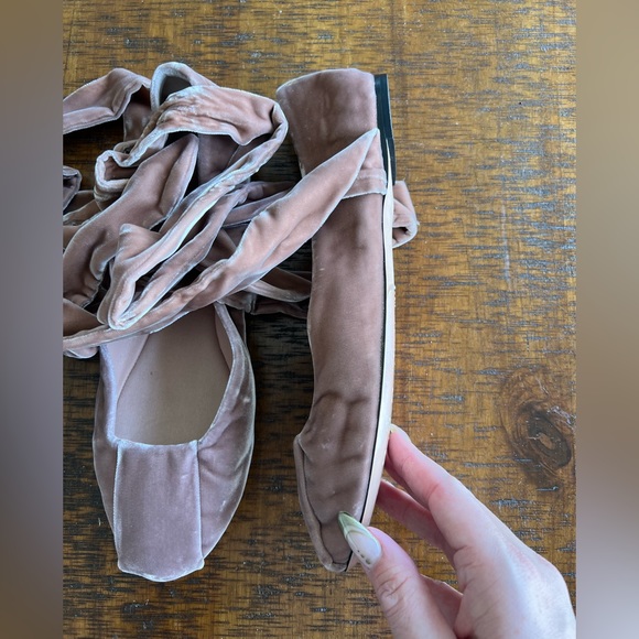 Max Mara Velvet lace up ballet flats - Picture 7 of 8